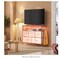 Pink Fabric Chest of Drawers with PU Finish, Six Drawers with Side Pockets and Hooks, Wide Dresser with Shelves for 45" TV, TV Stand for Bedroom with Power Outlets and LED Lighting